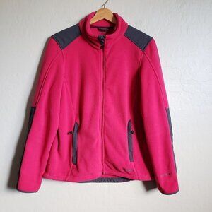 L.L.Bean Polartec Full Zip Fleece Jacket Mock Neck Pink/Grey Size Women's Small